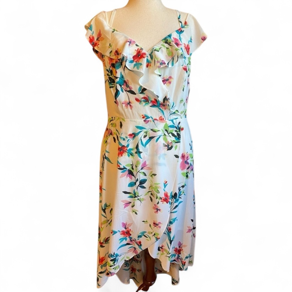IZ BYER FLORAL COLD SHOULDER DRESS